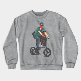 father and son ride bicycle Crewneck Sweatshirt